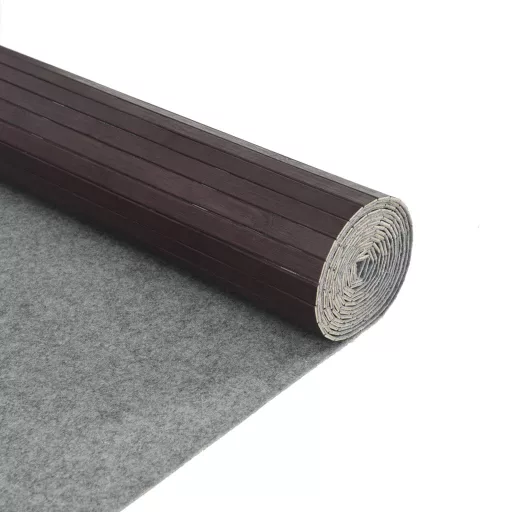Négyszögletű sötétbarna bambusz szőnyeg 80 x 200 cm