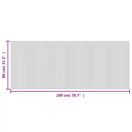 Négyszögletű sötétbarna bambusz szőnyeg 80 x 200 cm