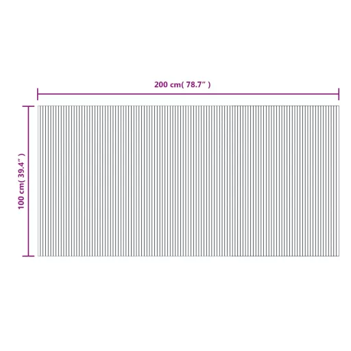 Négyszögletű sötétbarna bambusz szőnyeg 100 x 200 cm