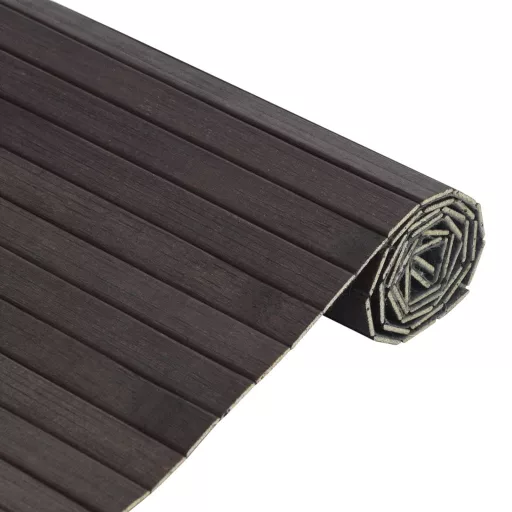 Négyszögletű sötétbarna bambusz szőnyeg 100 x 300 cm