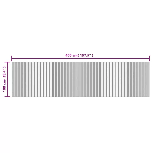 Négyszögletű fekete bambusz szőnyeg 100 x 400 cm