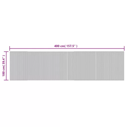 Négyszögletű szürke bambusz szőnyeg 100 x 400 cm