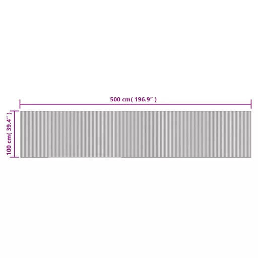 Négyszögletű szürke bambusz szőnyeg 100 x 500 cm