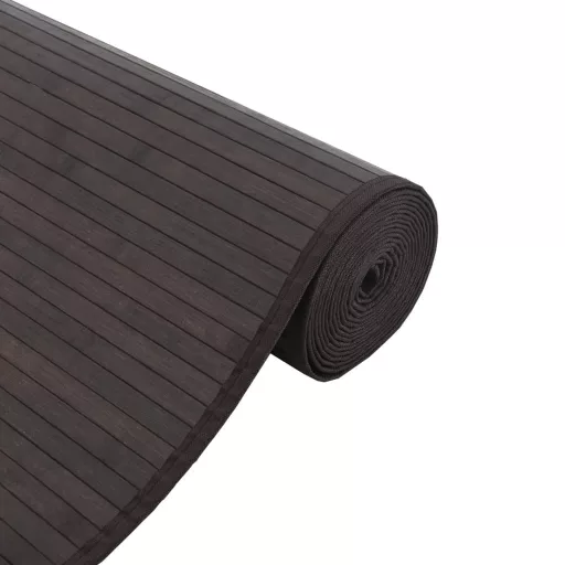 Négyszögletű sötétbarna bambusz szőnyeg 60 x 200 cm