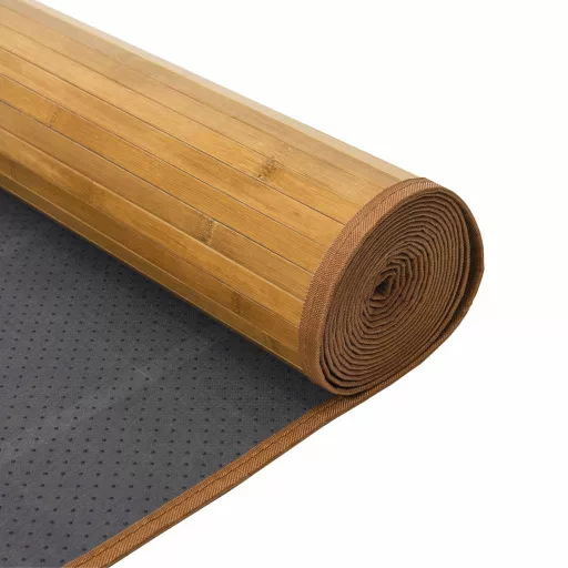 Négyszögletű természetes bambusz szőnyeg 60 x 1000 cm