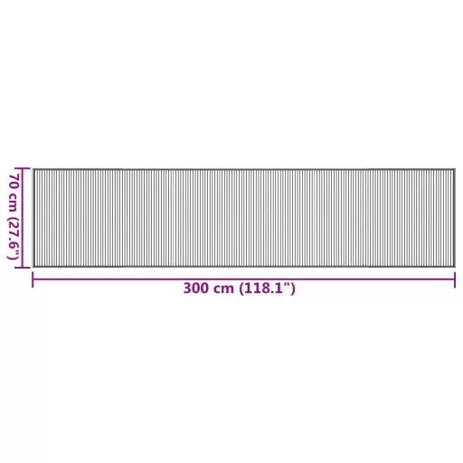 Négyszögletű fekete bambusz szőnyeg 70 x 300 cm
