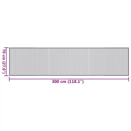 Négyszögletű sötétbarna bambusz szőnyeg 70 x 300 cm
