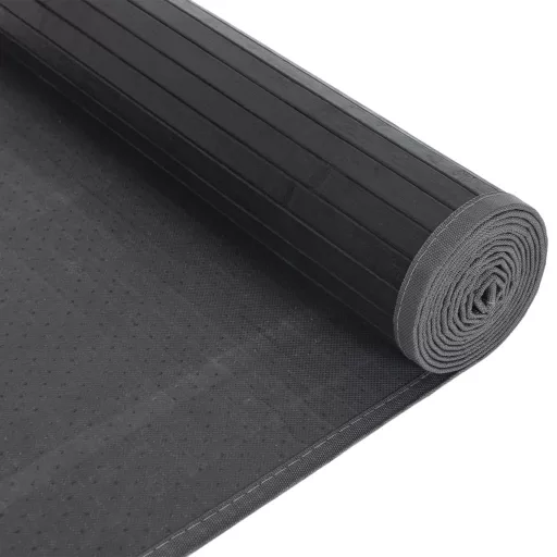 Négyszögletű fekete bambusz szőnyeg 80 x 300 cm