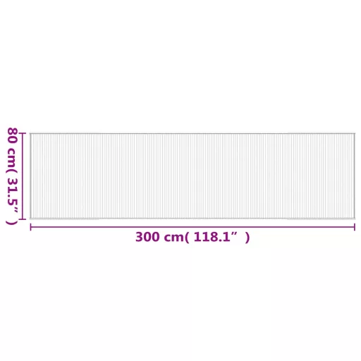 Négyszögletű fekete bambusz szőnyeg 80 x 300 cm