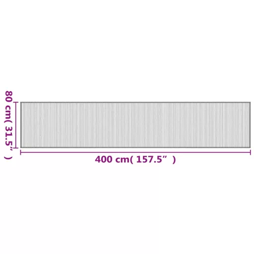 Négyszögletű fekete bambusz szőnyeg 80 x 400 cm