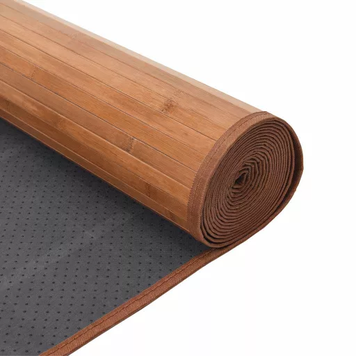 Négyszögletű természetes bambusz szőnyeg 80 x 400 cm