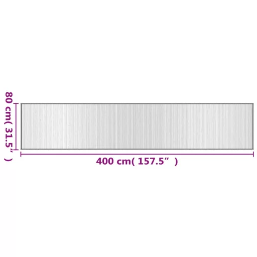 Négyszögletű világos természetes bambusz szőnyeg 80x 400 cm