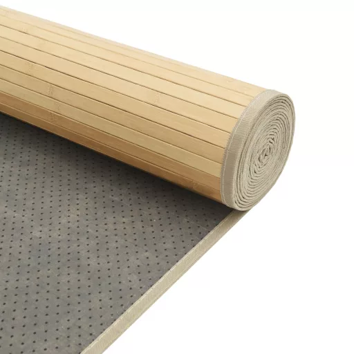 Négyszögletű világos természetes bambusz szőnyeg 100 x 200 cm