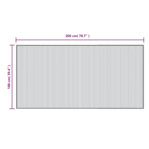 Négyszögletű világos természetes bambusz szőnyeg 100 x 200 cm