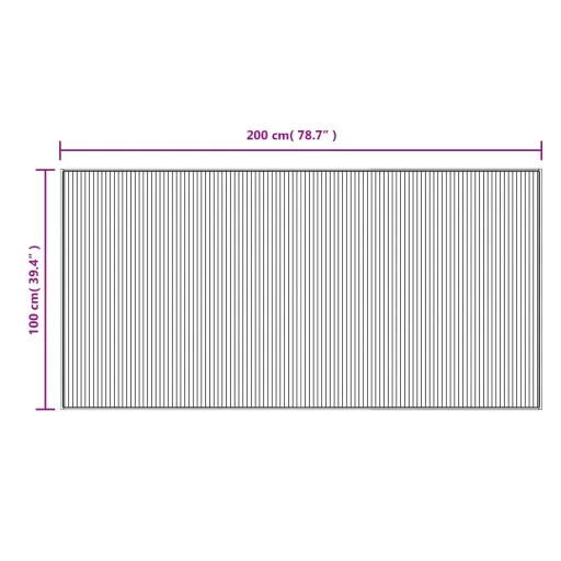 Négyszögletű sötétbarna bambusz szőnyeg 100 x 200 cm
