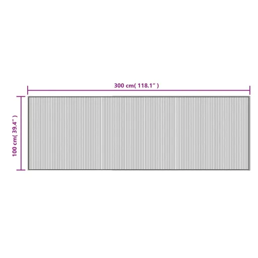 Négyszögletű szürke bambusz szőnyeg 100 x 300 cm