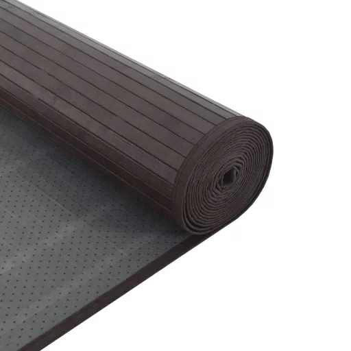 Négyszögletű sötétbarna bambusz szőnyeg 100 x 300 cm