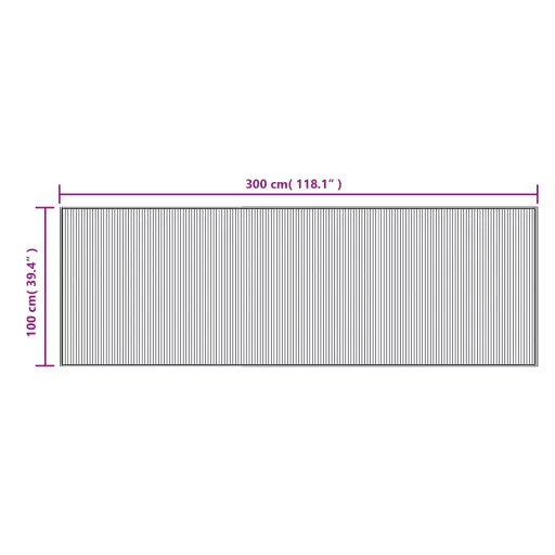 Négyszögletű sötétbarna bambusz szőnyeg 100 x 300 cm