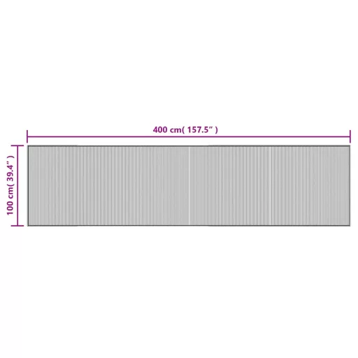Négyszögletű sötétbarna bambusz szőnyeg 100 x 400 cm