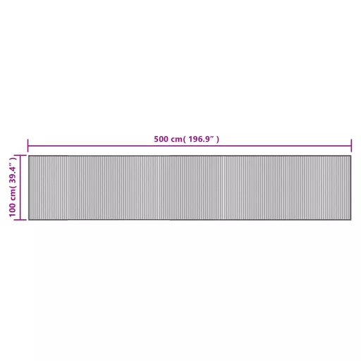 Négyszögletű sötétbarna bambusz szőnyeg 100 x 500 cm