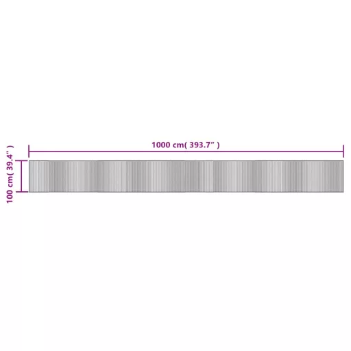 Négyszögletű szürke bambusz szőnyeg 100 x 1000 cm