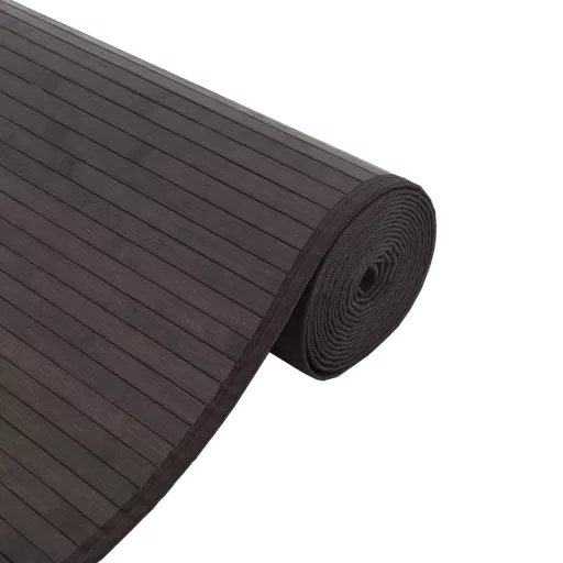 Négyszögletű sötétbarna bambusz szőnyeg 100 x 1000 cm