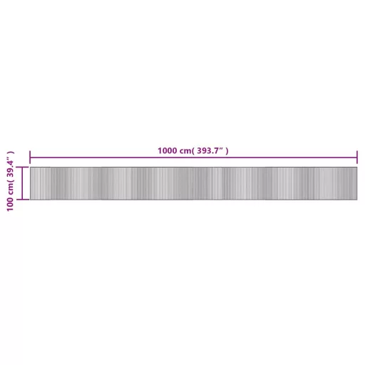 Négyszögletű sötétbarna bambusz szőnyeg 100 x 1000 cm
