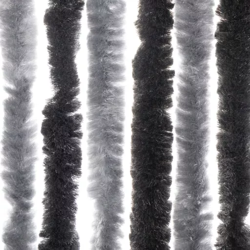 Szürke és fekete zsenília rovarfüggöny 100 x 230 cm