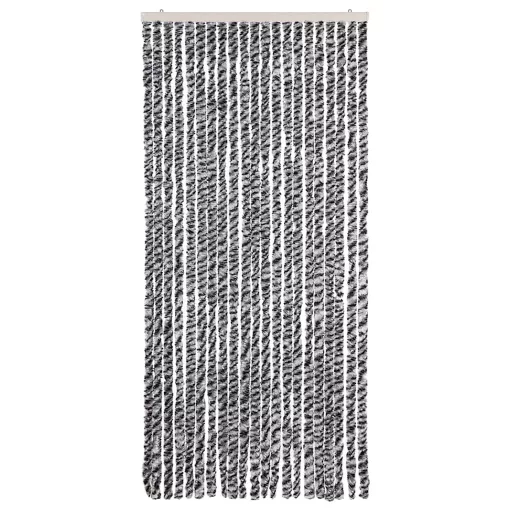 Szürke és fekete és fehér zsenília rovarfüggöny 90x200 cm