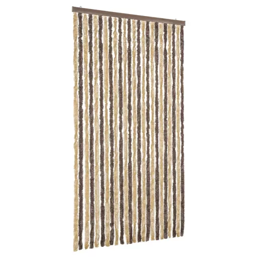 Sötétbarna és bézs zsenília rovarfüggöny 100 x 230 cm