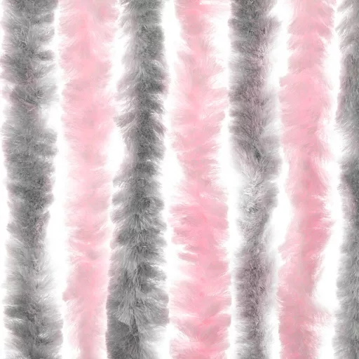 Ezüstszürke és rózsaszín zsenília rovarfüggöny 90 x 220 cm