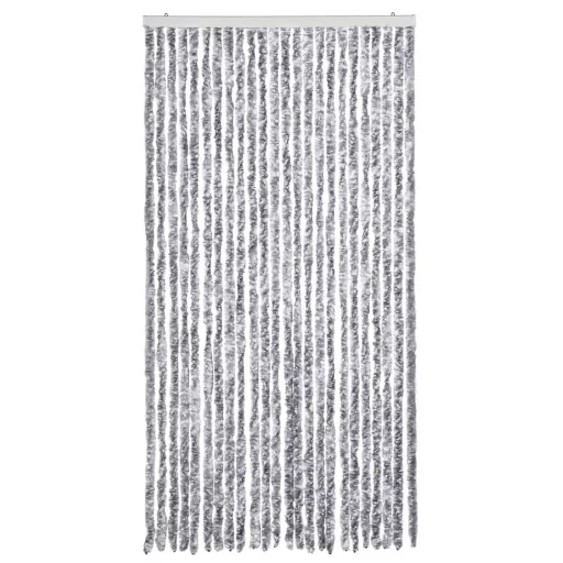 Fehér és szürke zsenília rovarfüggöny 100 x 200 cm