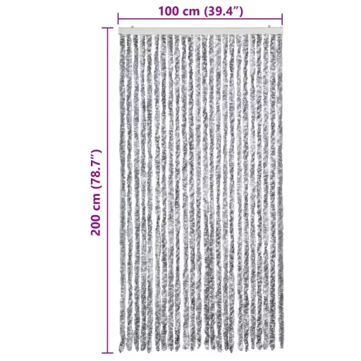 Fehér és szürke zsenília rovarfüggöny 100 x 200 cm