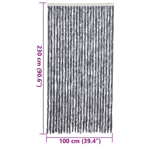 Ezüst zsenília rovarfüggöny 100 x 230 cm