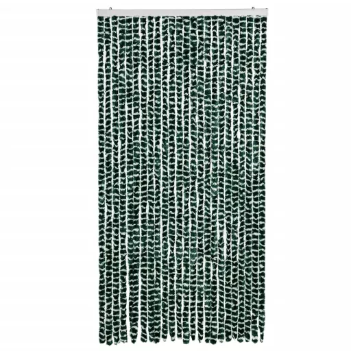 Zöld és fehér zsenília rovarfüggöny 100 x 200 cm