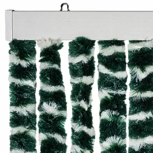 Zöld és fehér zsenília rovarfüggöny 100 x 230 cm