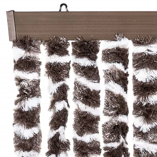 Barna és fehér zsenília rovarfüggöny 90 x 200 cm