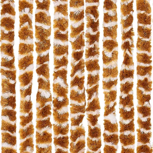 Okkersárga és fehér zsenília rovarfüggöny 56 x 200 cm
