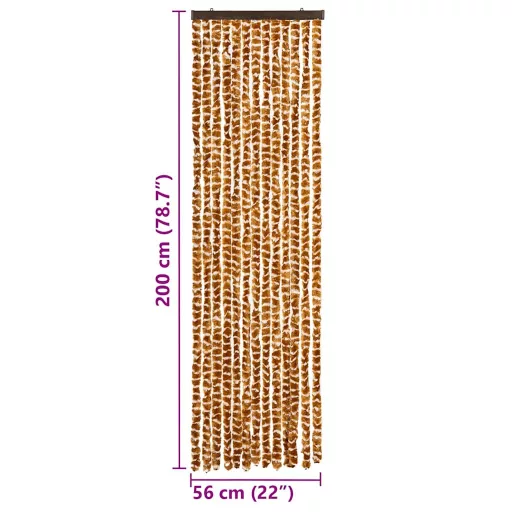Okkersárga és fehér zsenília rovarfüggöny 56 x 200 cm