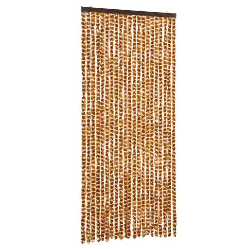 Okkersárga és fehér zsenília rovarfüggöny 90 x 200 cm