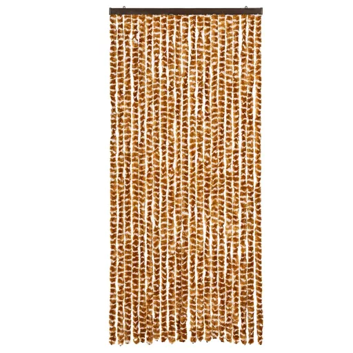 Okkersárga és fehér zsenília rovarfüggöny 90 x 200 cm
