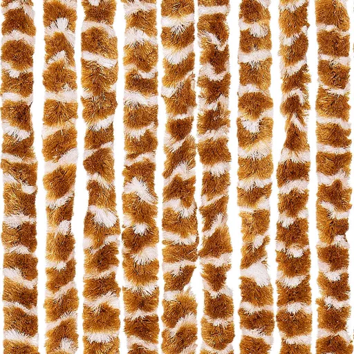 Okkersárga és fehér zsenília rovarfüggöny 90 x 200 cm
