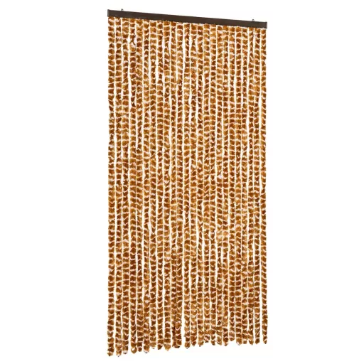 Okkersárga és fehér zsenília rovarfüggöny 100 x 230 cm