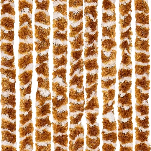 Okkersárga és fehér zsenília rovarfüggöny 100 x 230 cm