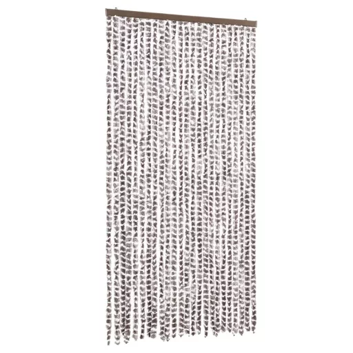 Tópszínű és fehér zsenília rovarfüggöny 100 x 230 cm