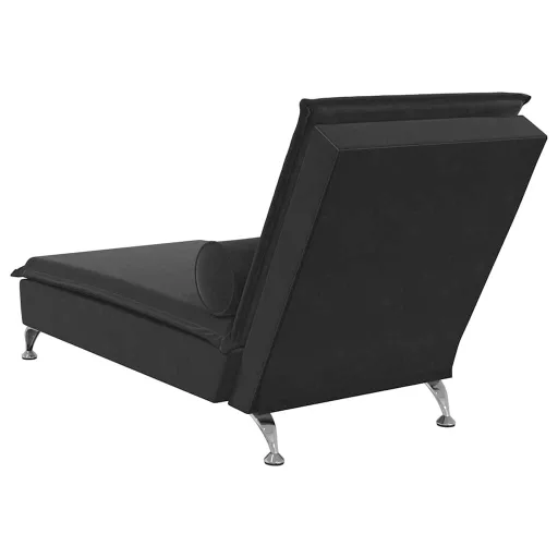 Fekete bársony masszírozó dívány hengerpárnával