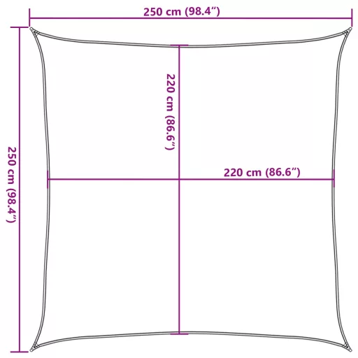 Homokszínű 100% poliészter oxford szövet napvitorla 2,5x2,5 m