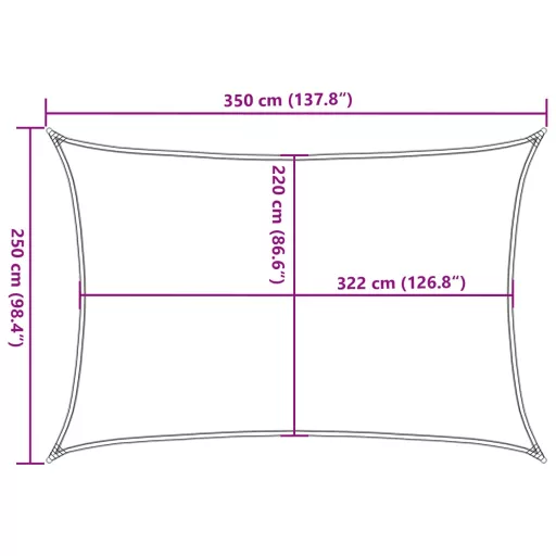 Homokszínű 100% poliészter oxford szövet napvitorla 3,5x2,5 m