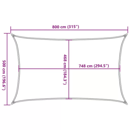 Homokszínű 100% poliészter oxford szövet napvitorla 8x5 m