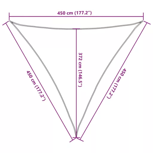 Szürke 100% poliészter oxford szövet napvitorla 4,5x4,5x4,5 m